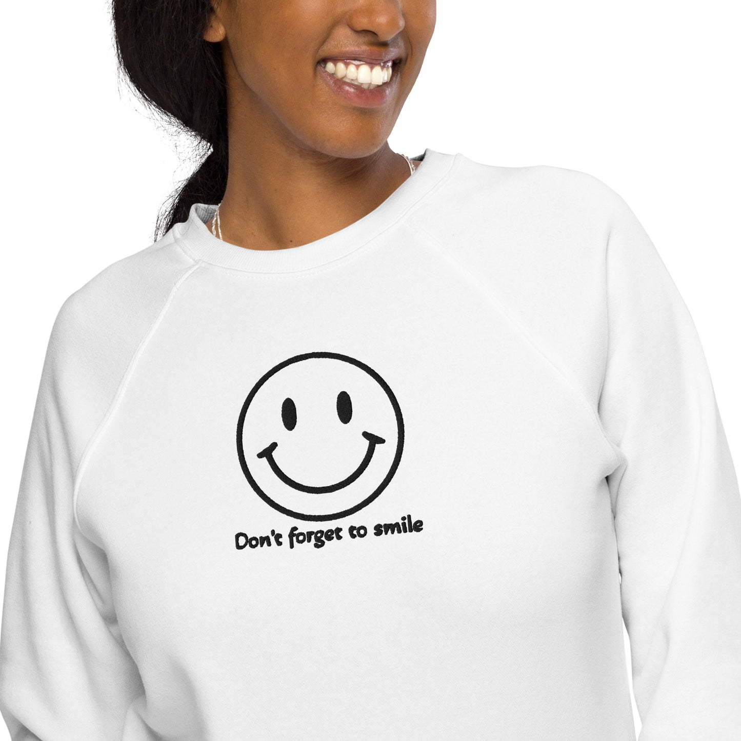 Smile Unisex organic raglan sweatshirt