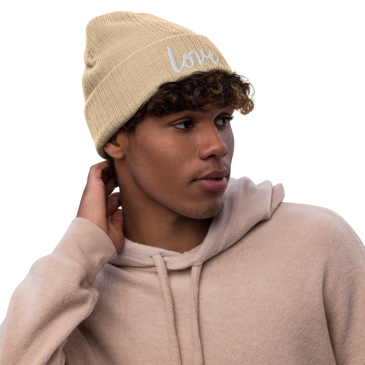 LOVE line Ribbed knit beanie