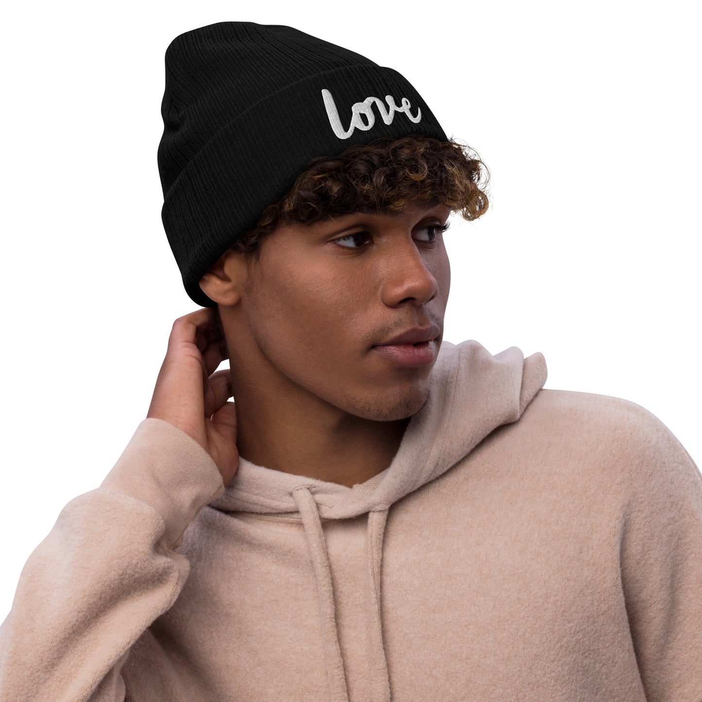 LOVE line Ribbed knit beanie