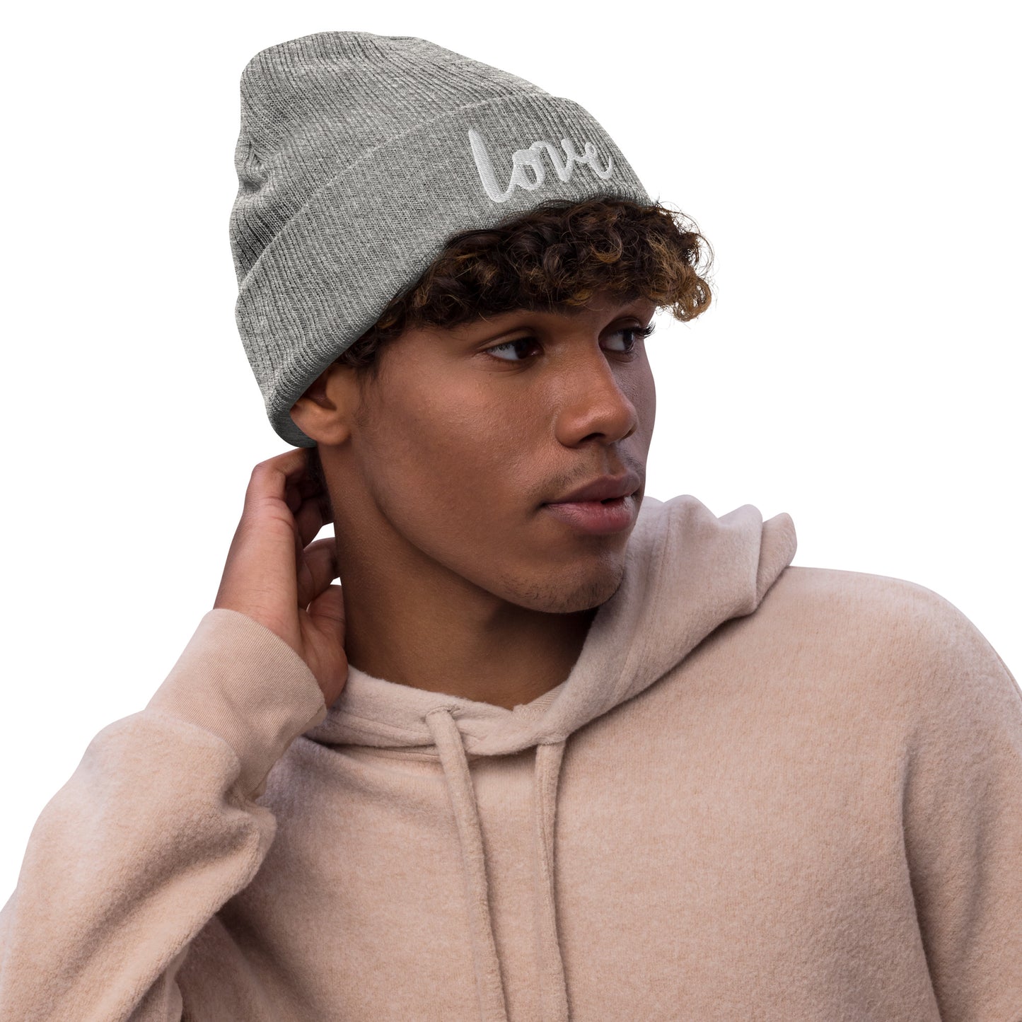 LOVE line Ribbed knit beanie