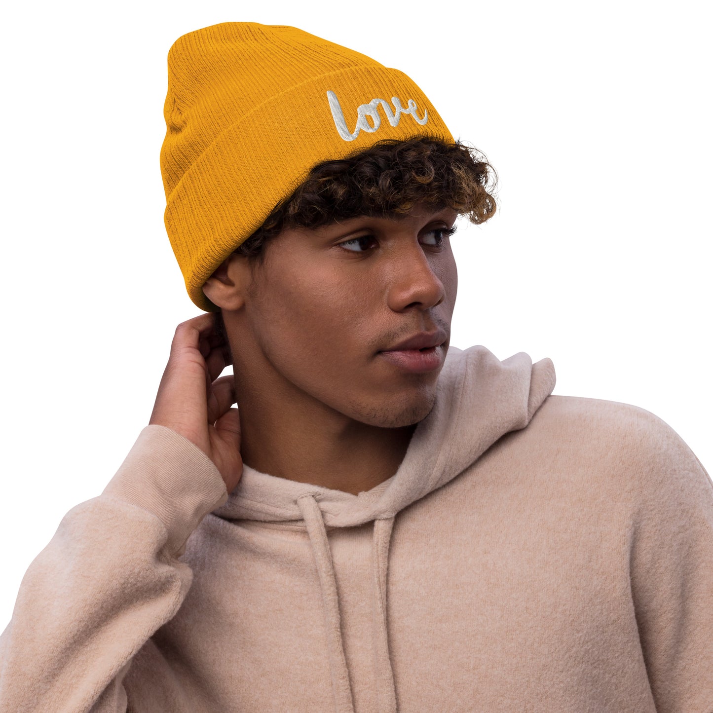 LOVE line Ribbed knit beanie