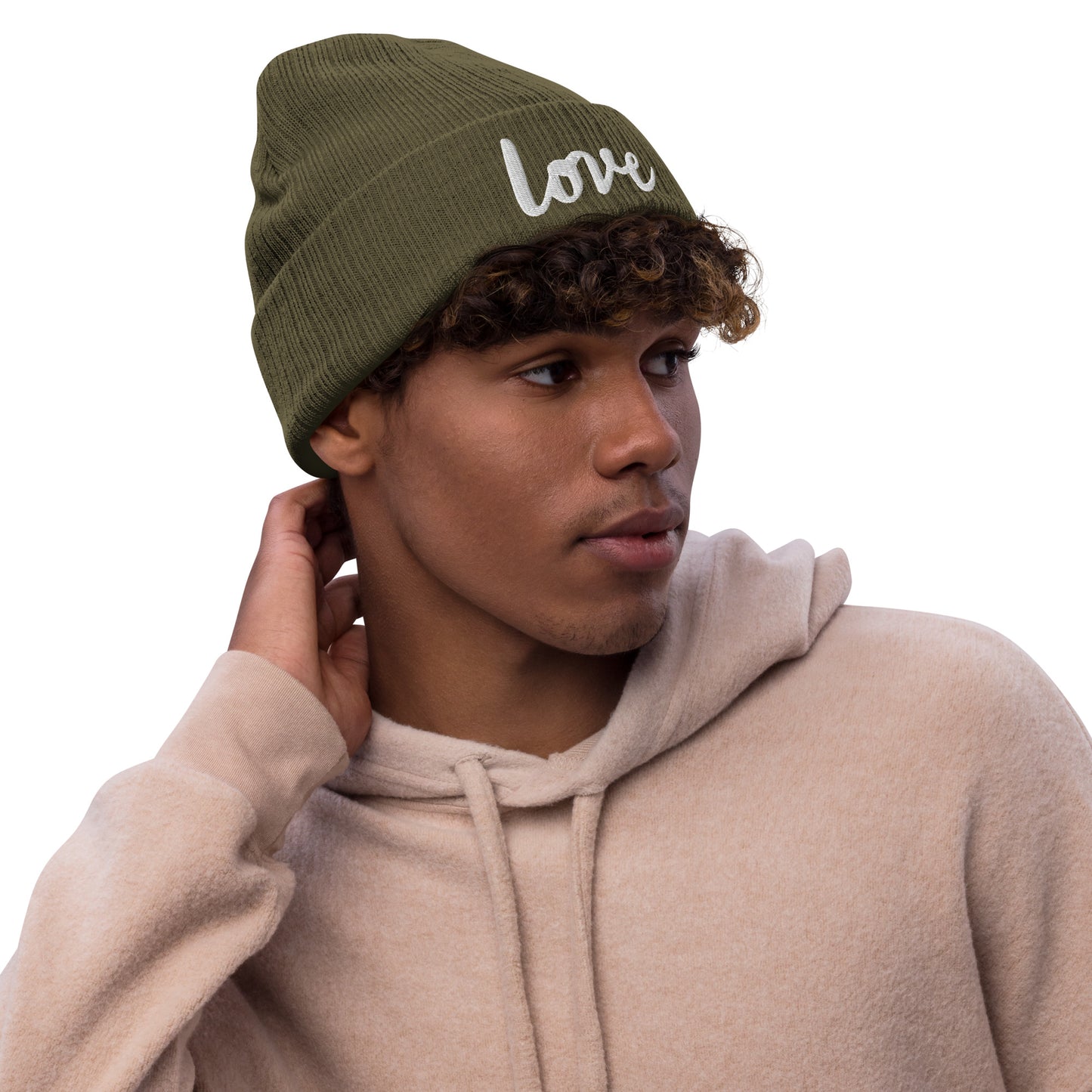 LOVE line Ribbed knit beanie