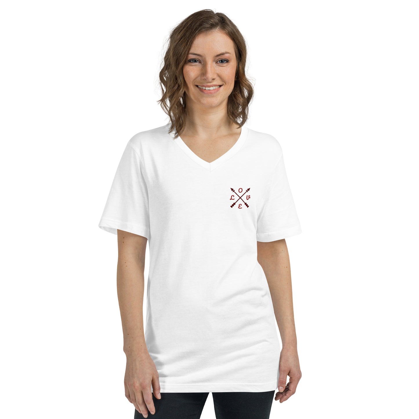 Unisex LOVE line Short Sleeve V-Neck T-Shirt