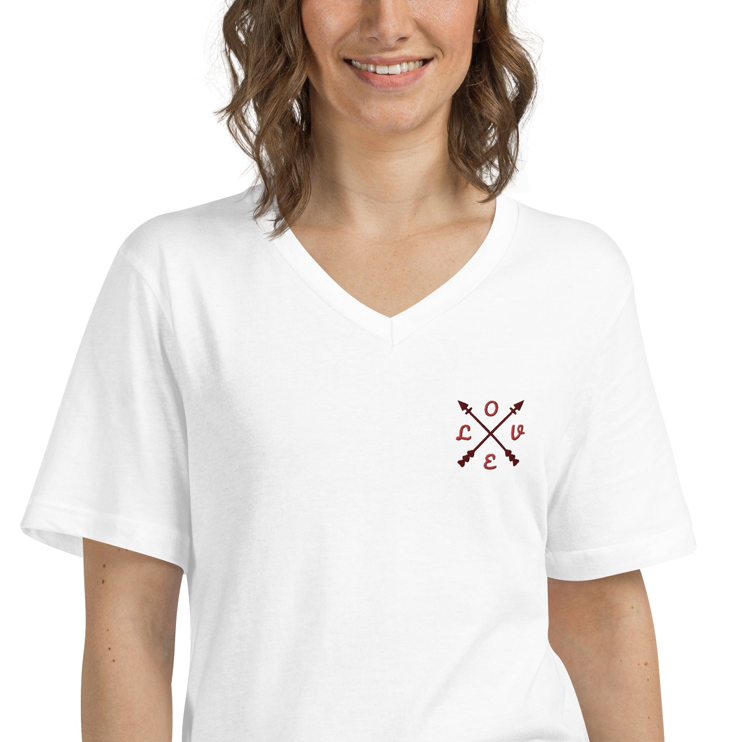 Unisex LOVE line Short Sleeve V-Neck T-Shirt